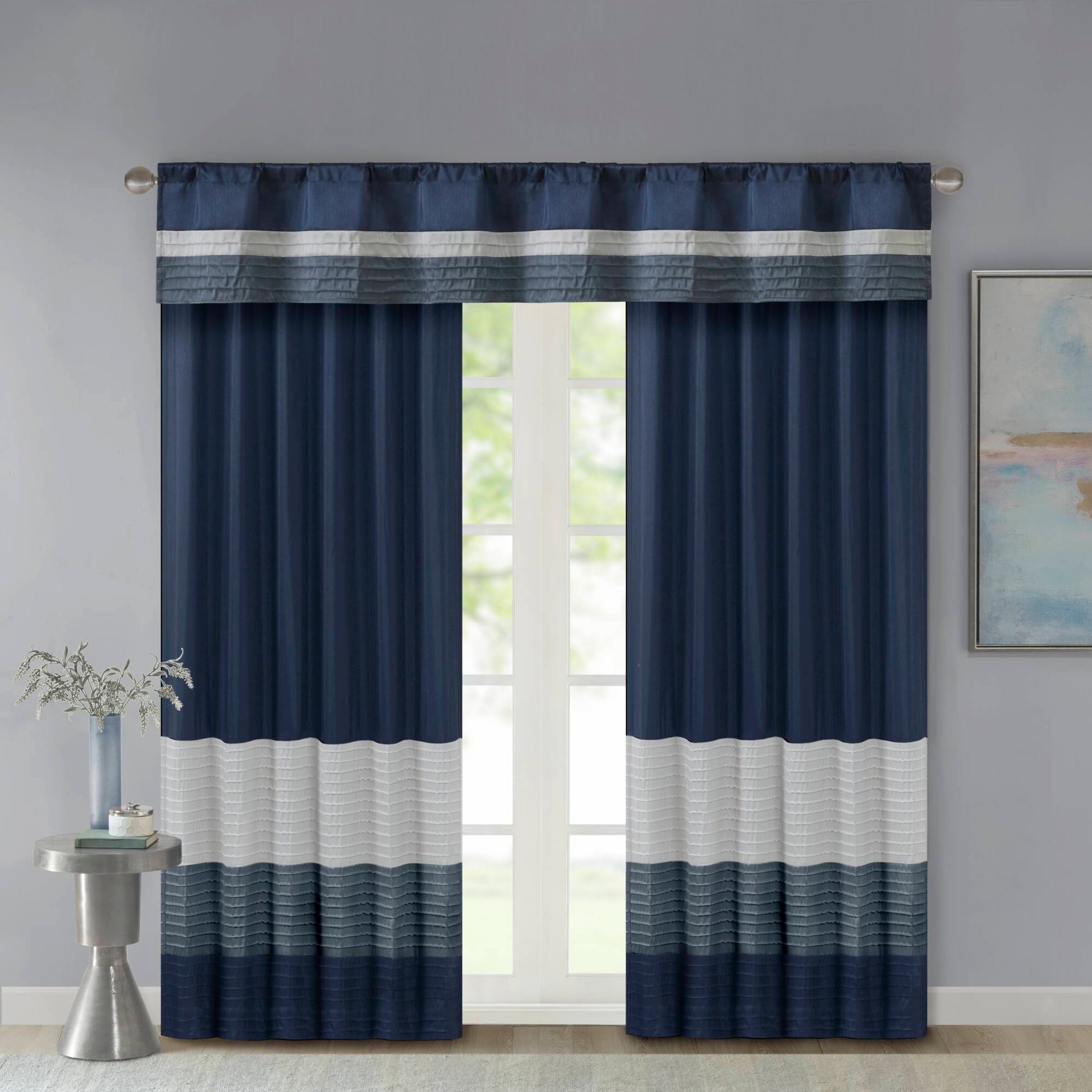 Amherst - 84" Polyoni Pintuck Window Panel - Navy
