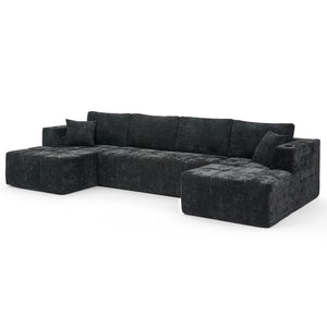 U - Shaped Sectional Sofa, Cup Holders & Side Pockets For Living Room