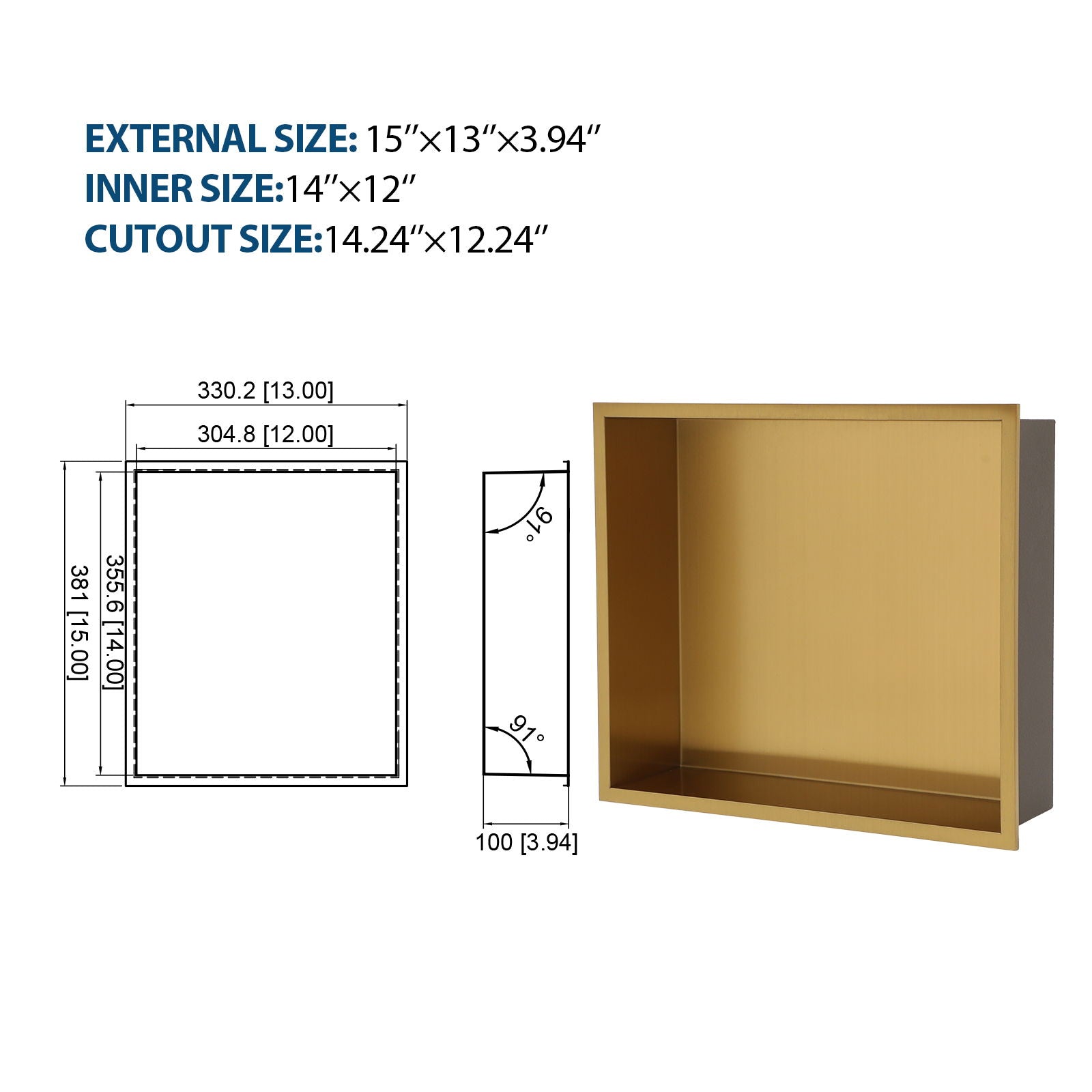 Stainless Steel Shower Niche With Seamless Design For Bathroom Storage