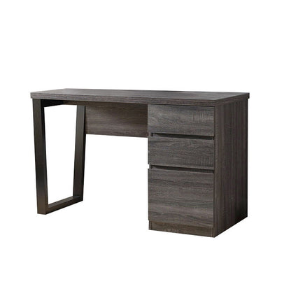 Executive Home Office Desk With Two Storage Drawers And File Cabinet - Distressed Grey & Black