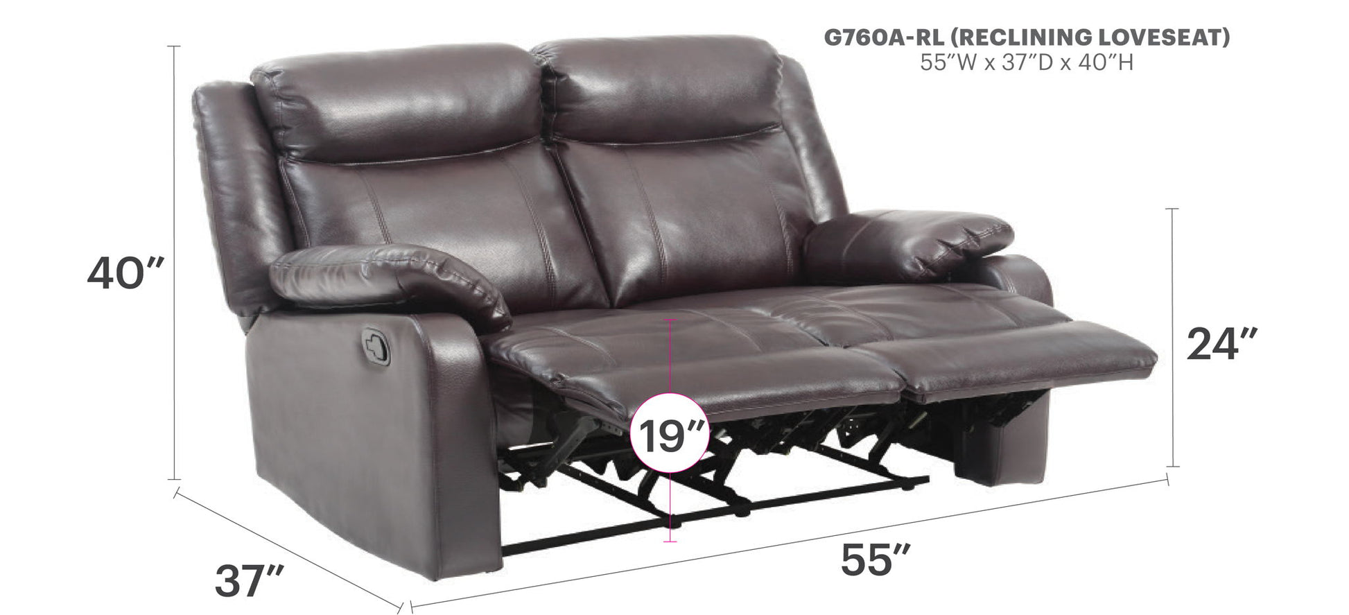 Ward - Stylish Reclining Loveseat For Two