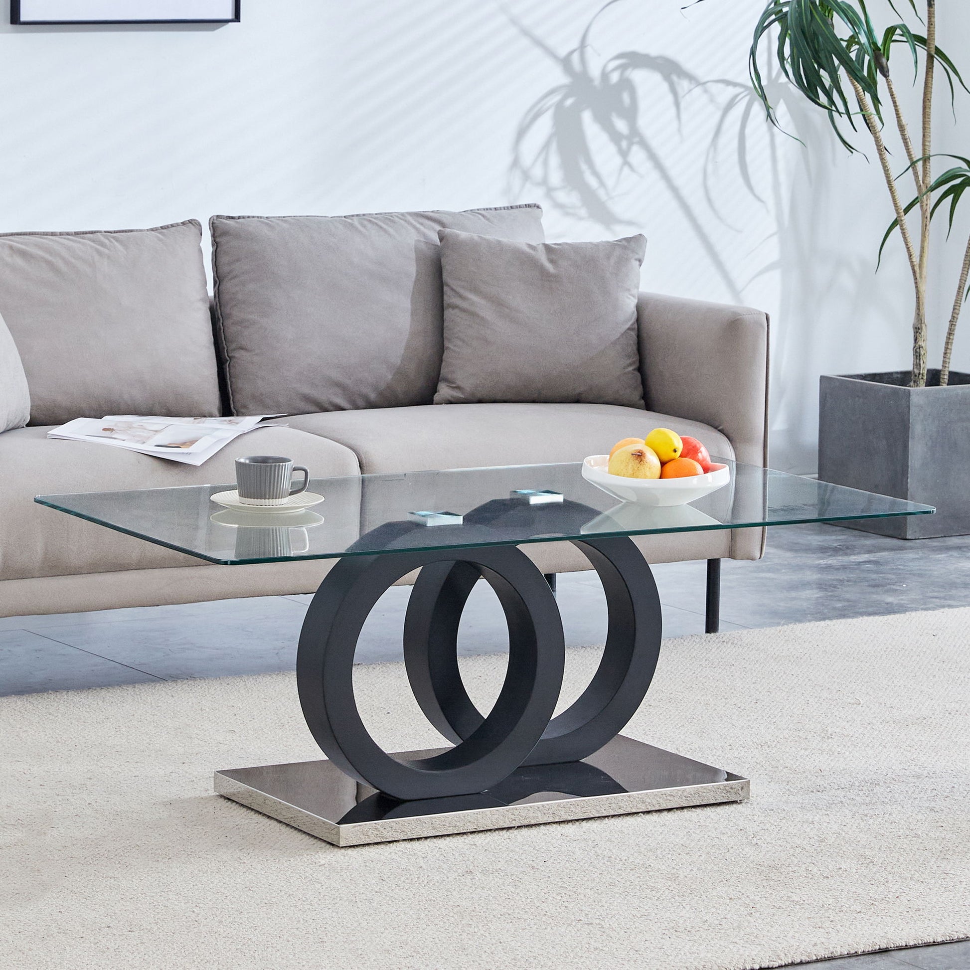 Contemporary Style Glass Top Coffee Table