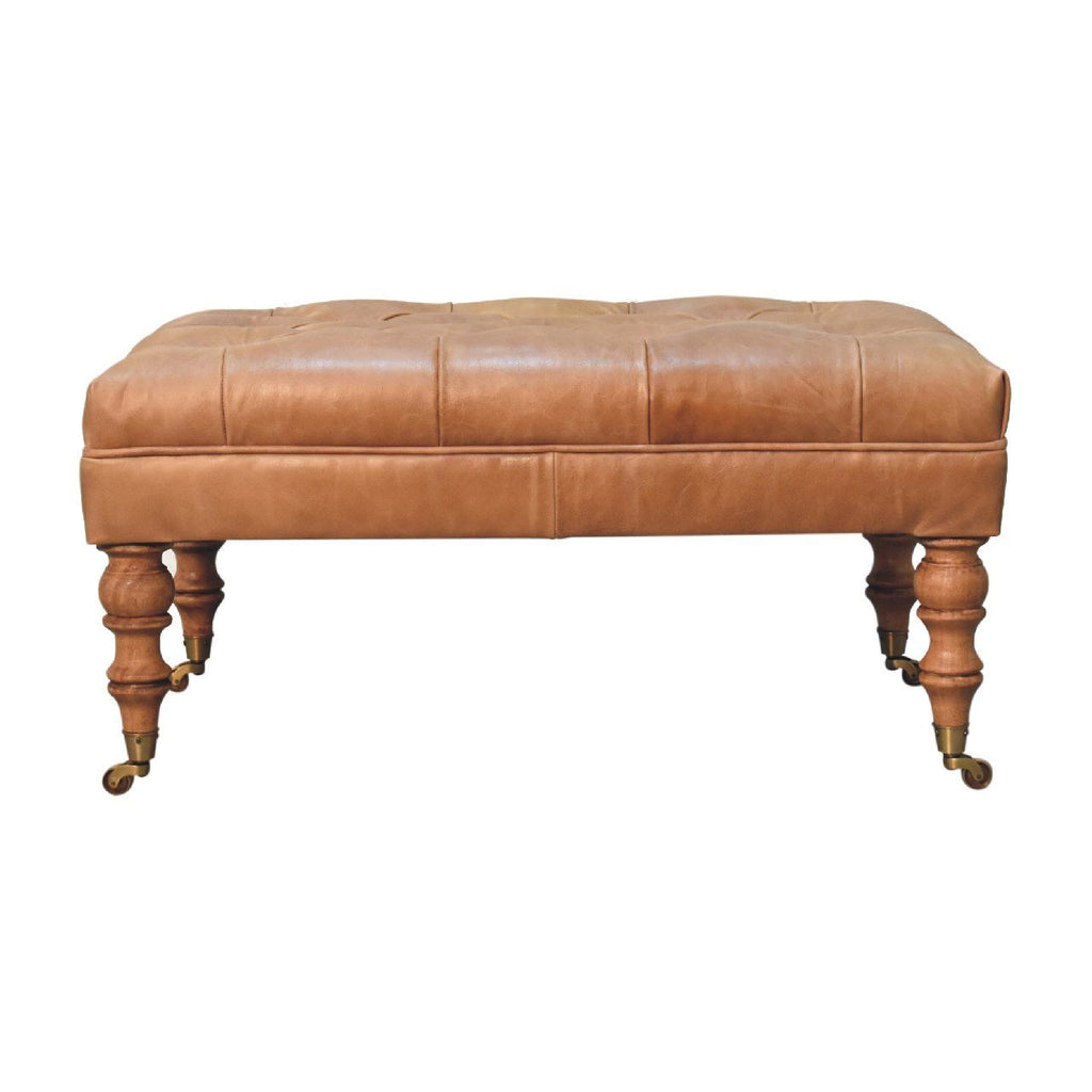 Buffalo - Leather Ottoman With Castor Legs