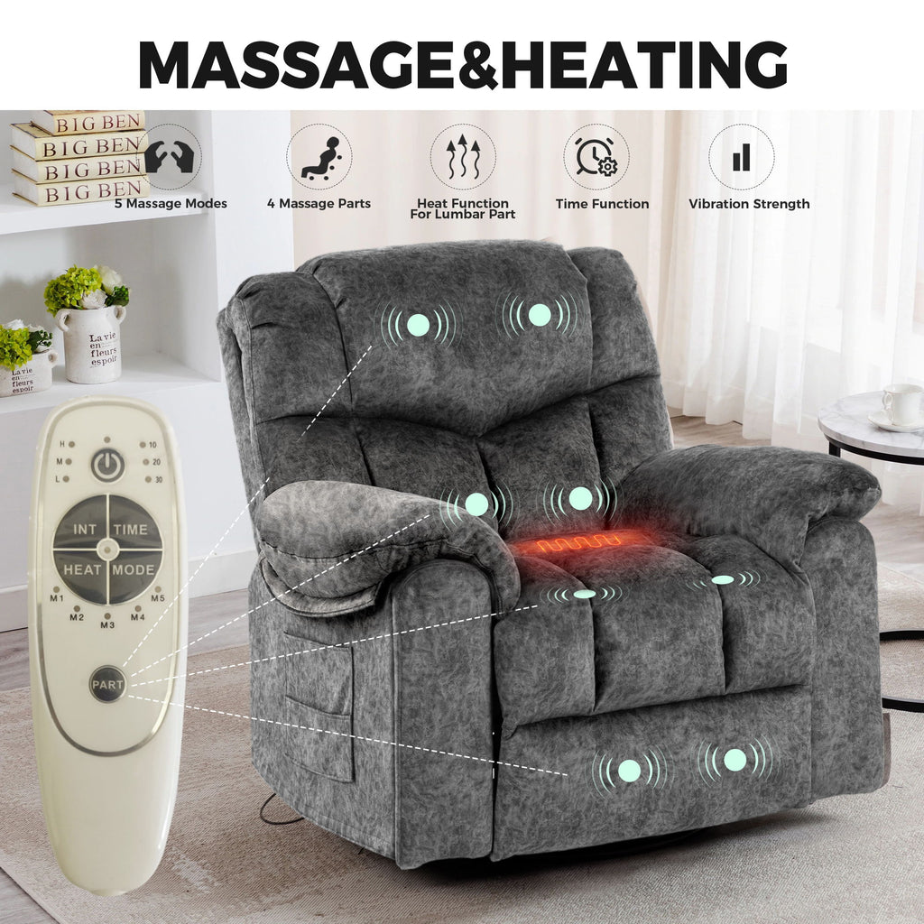 Swivel And Rocking Recliner Chair With Massage And Heating