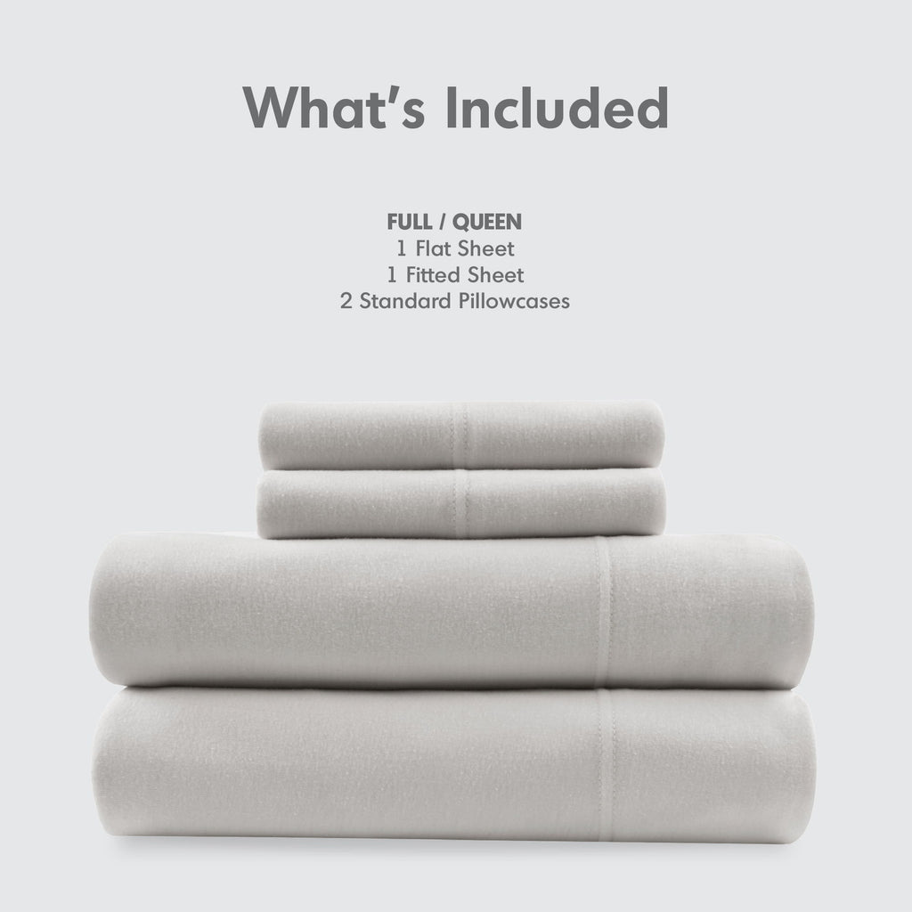 Blend Jersey Knit - 4 Piece Queen All Season Sheet Set - Gray
