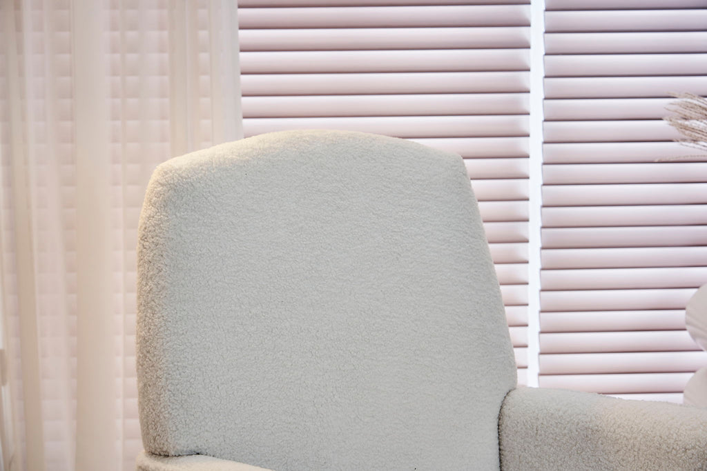 Teddy Fabric Nursery Rocking Chair With Adjustable Footrest - Ivory