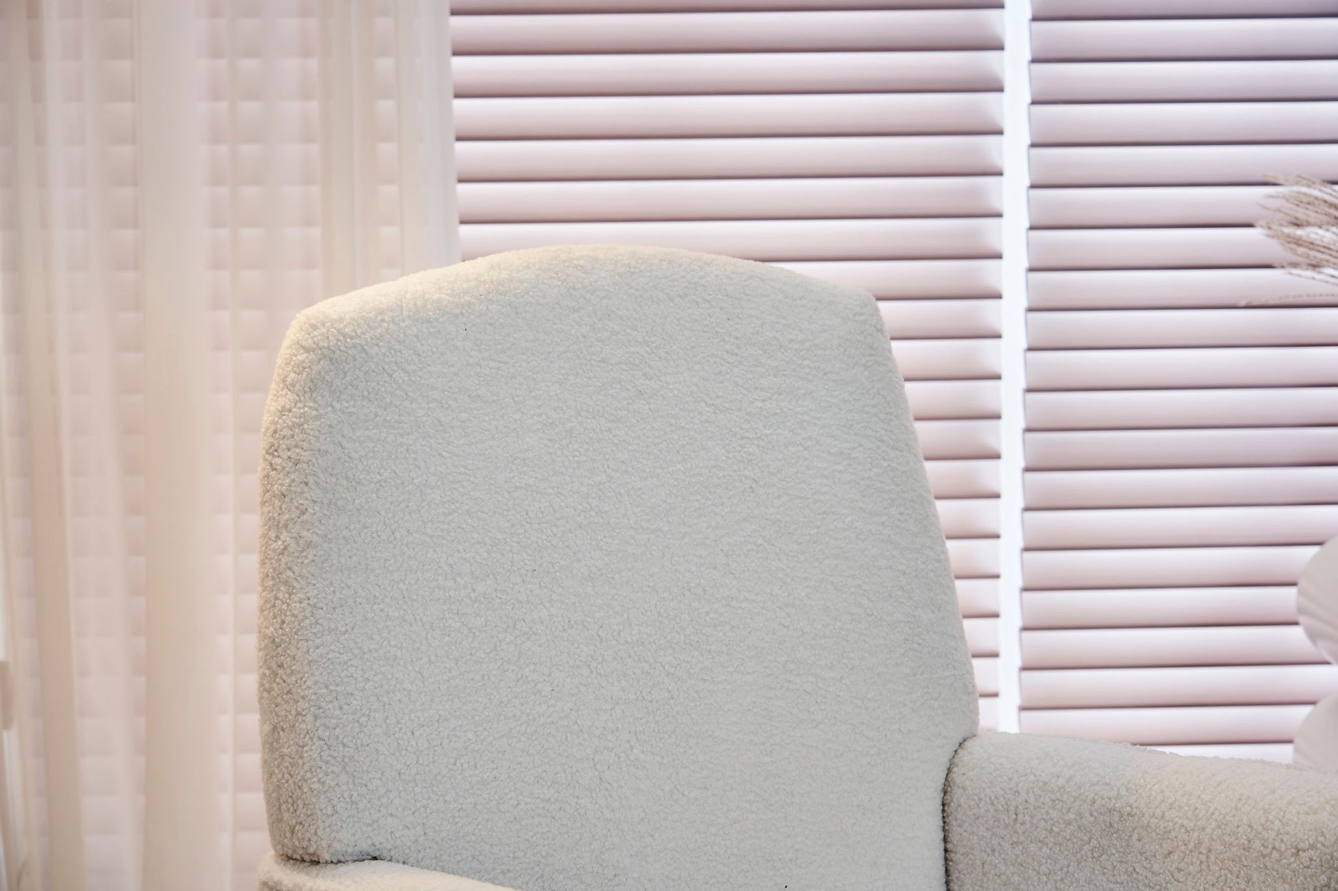 Teddy Fabric Nursery Rocking Chair With Adjustable Footrest - Ivory