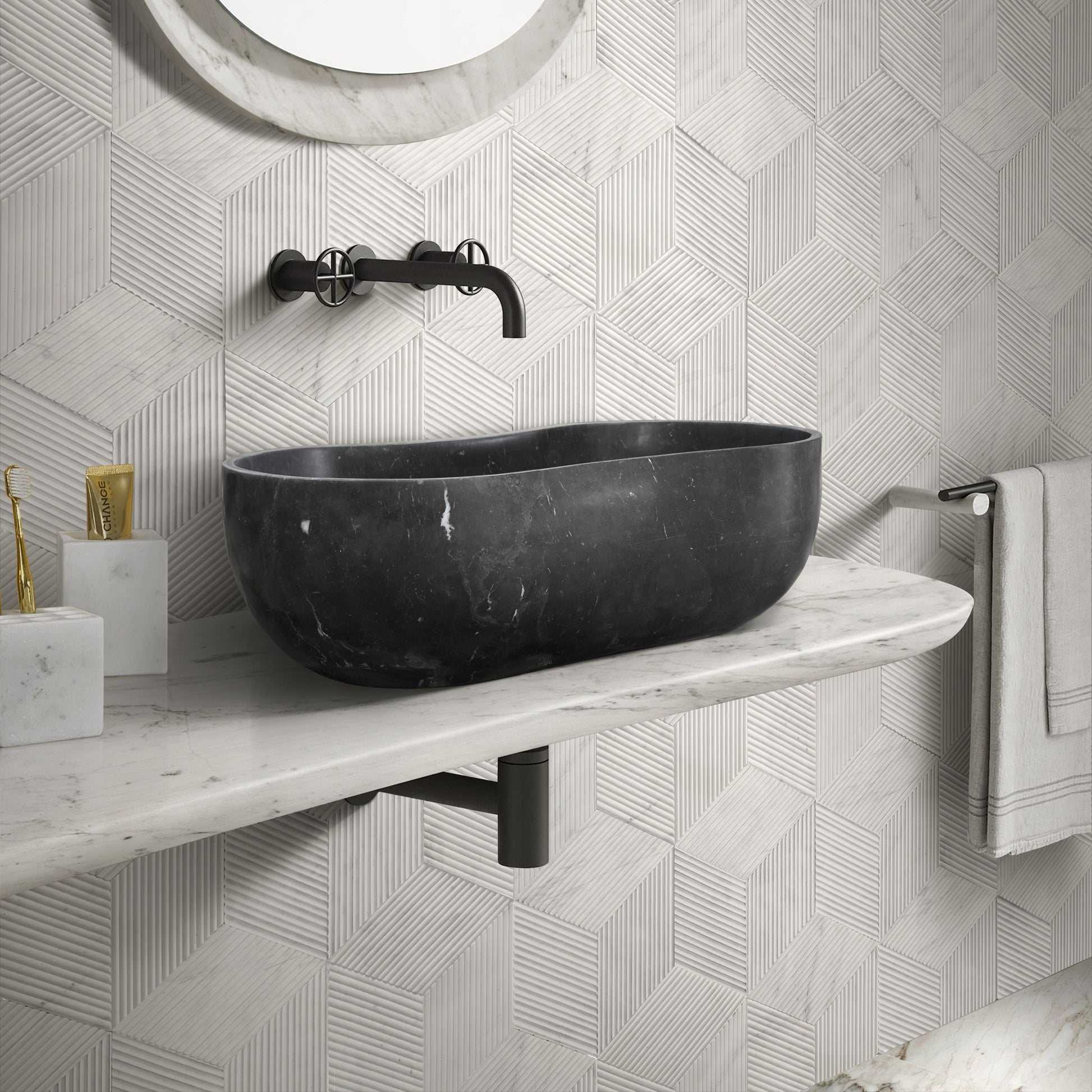 Bathroom Vessel Sink With Wavy Design