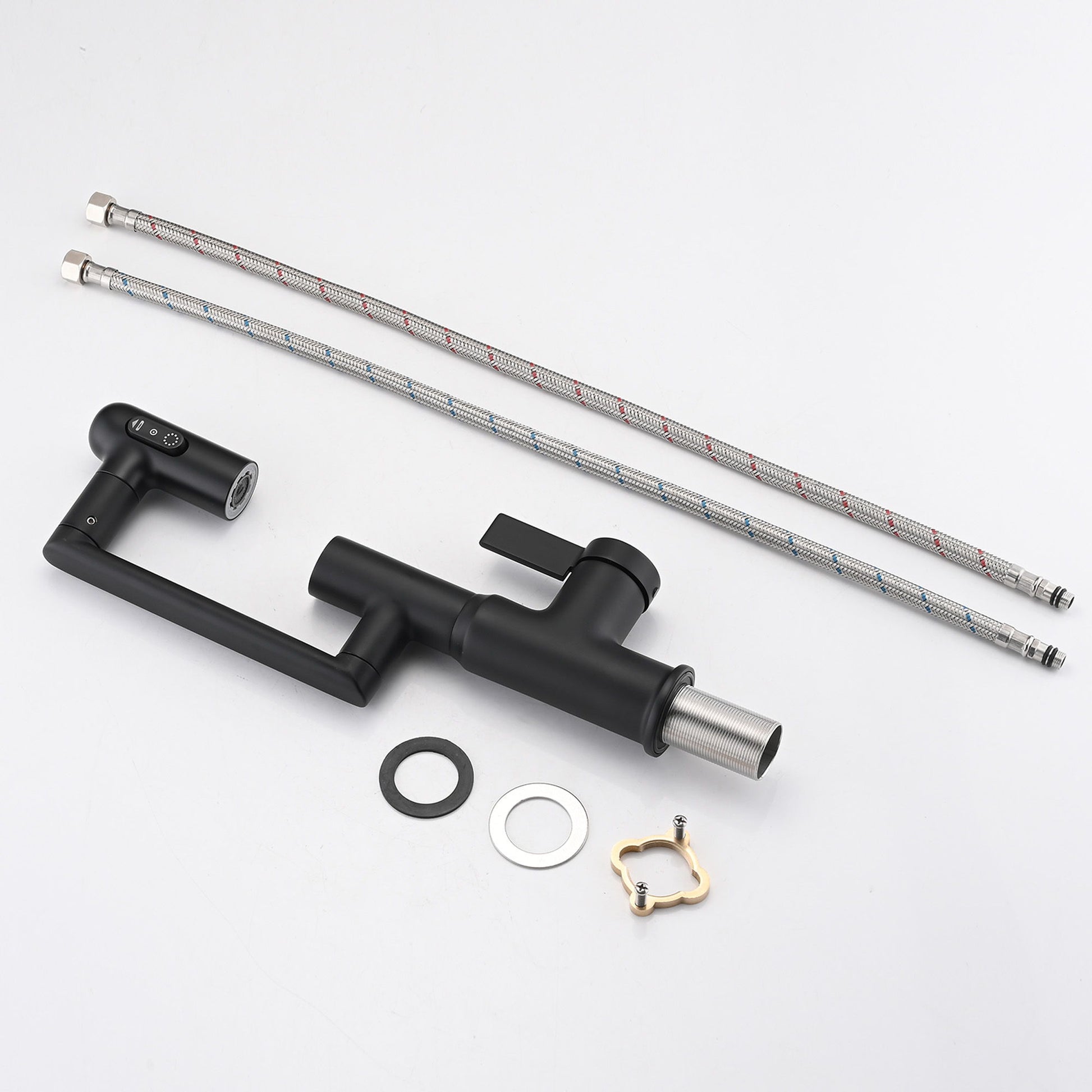 Bathroom Sink Faucet With Spray Function And Temperature Display, Anti Skid Switch, 360 Degree Rotary