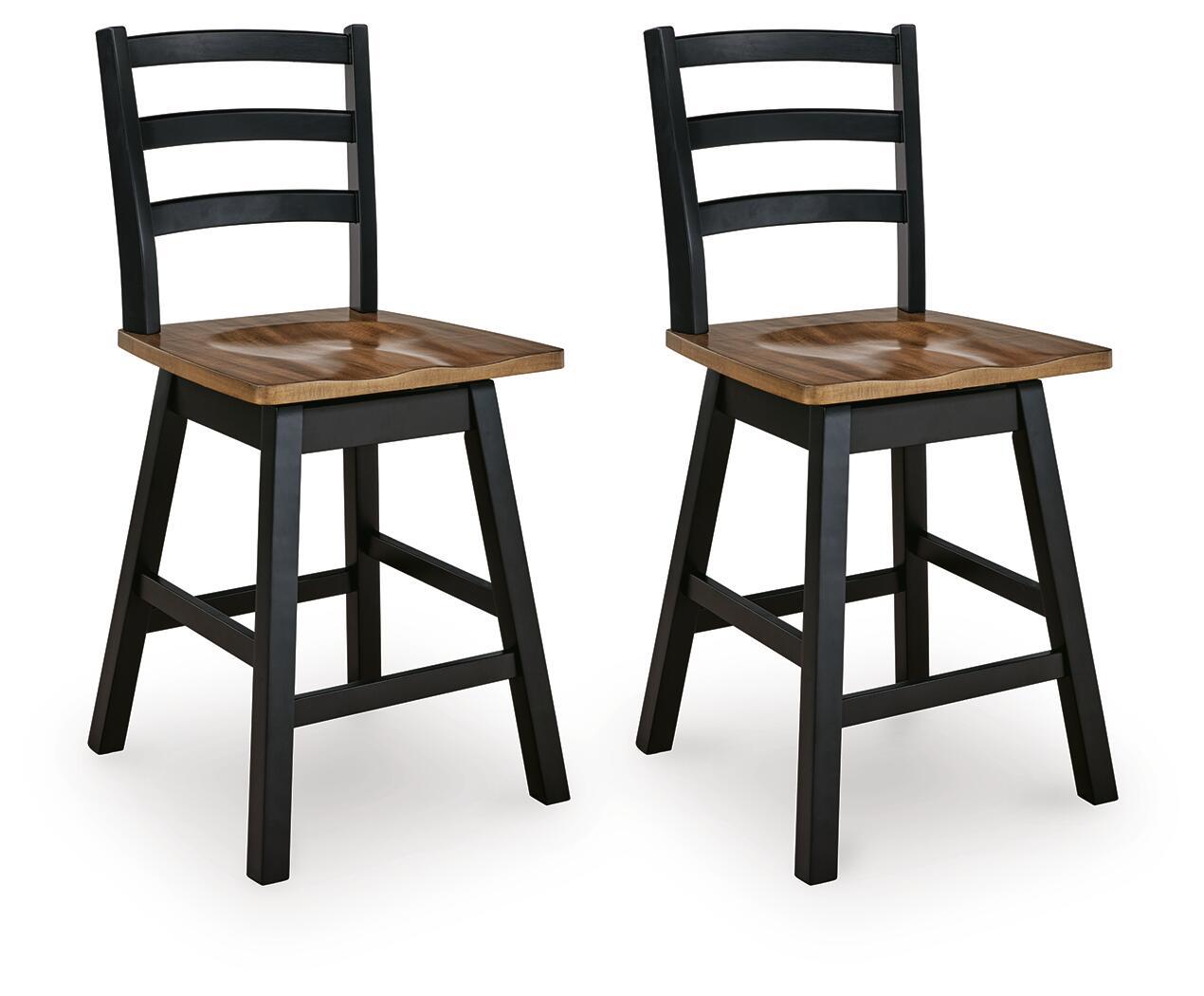 Wildenauer - Swivel Stool (Set of 2) - Brown / Black