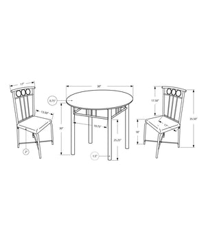 3 Pieces Dining Table Set, Small, Round, Contemporary & Modern
