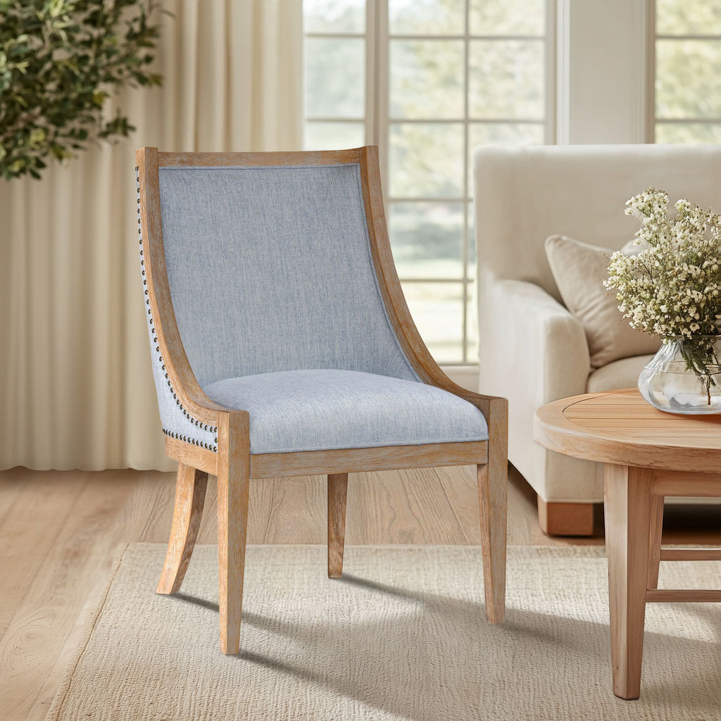 Elmcrest - Upholstered Dining Chair With Nailhead Trim - Light Blue