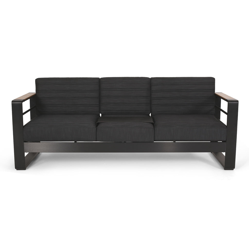 Giovanna - 3 Seater Sofa With Aluminum Frame And Water Repellence Cushions - Black