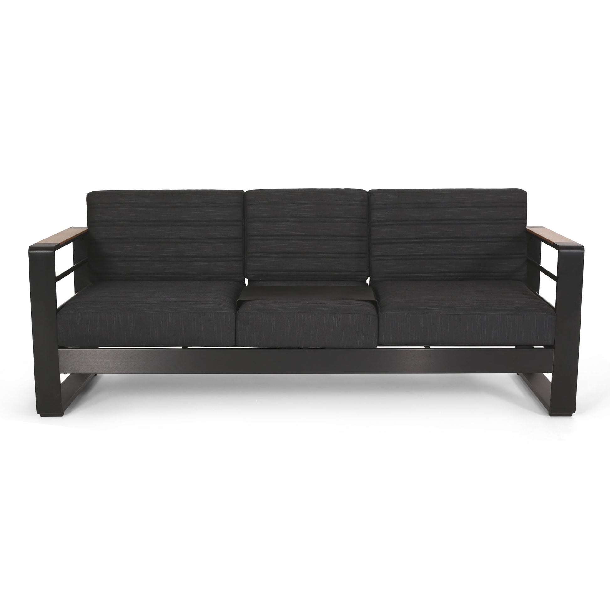 Giovanna - 3 Seater Sofa With Aluminum Frame And Water Repellence Cushions - Black