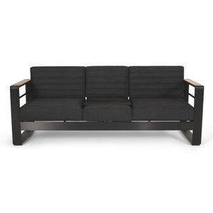 Giovanna - 3 Seater Sofa With Aluminum Frame And Water Repellence Cushions - Black