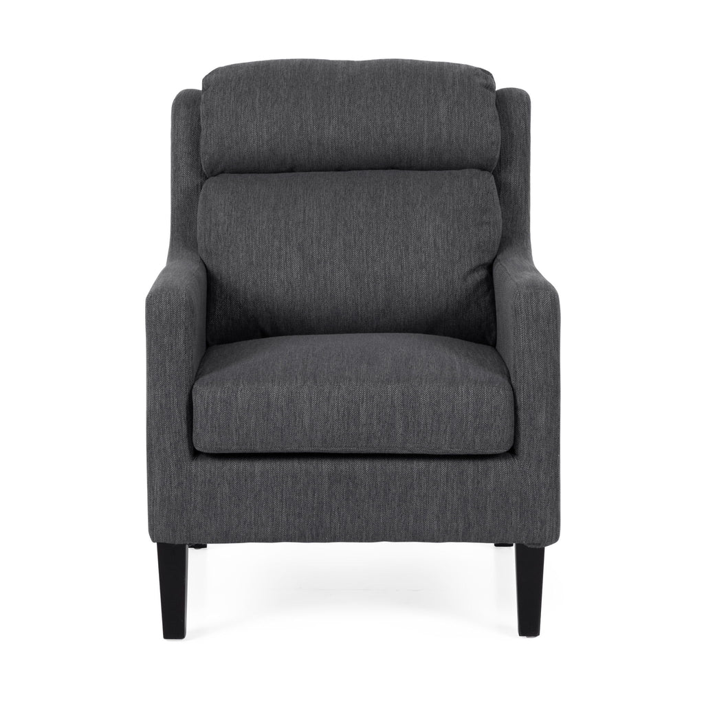 Contemporary Club Chair With Upholstered Fabric And Rubberwood Legs