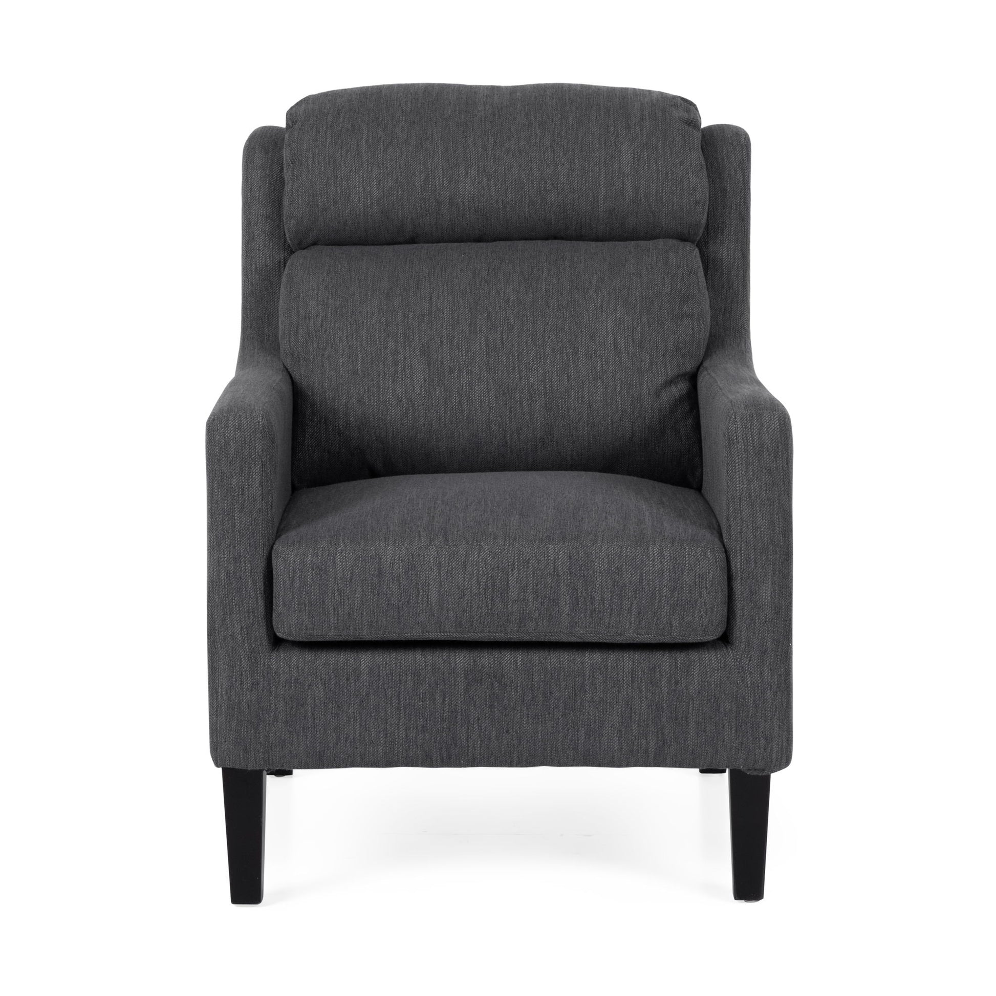 Contemporary Club Chair With Upholstered Fabric And Rubberwood Legs