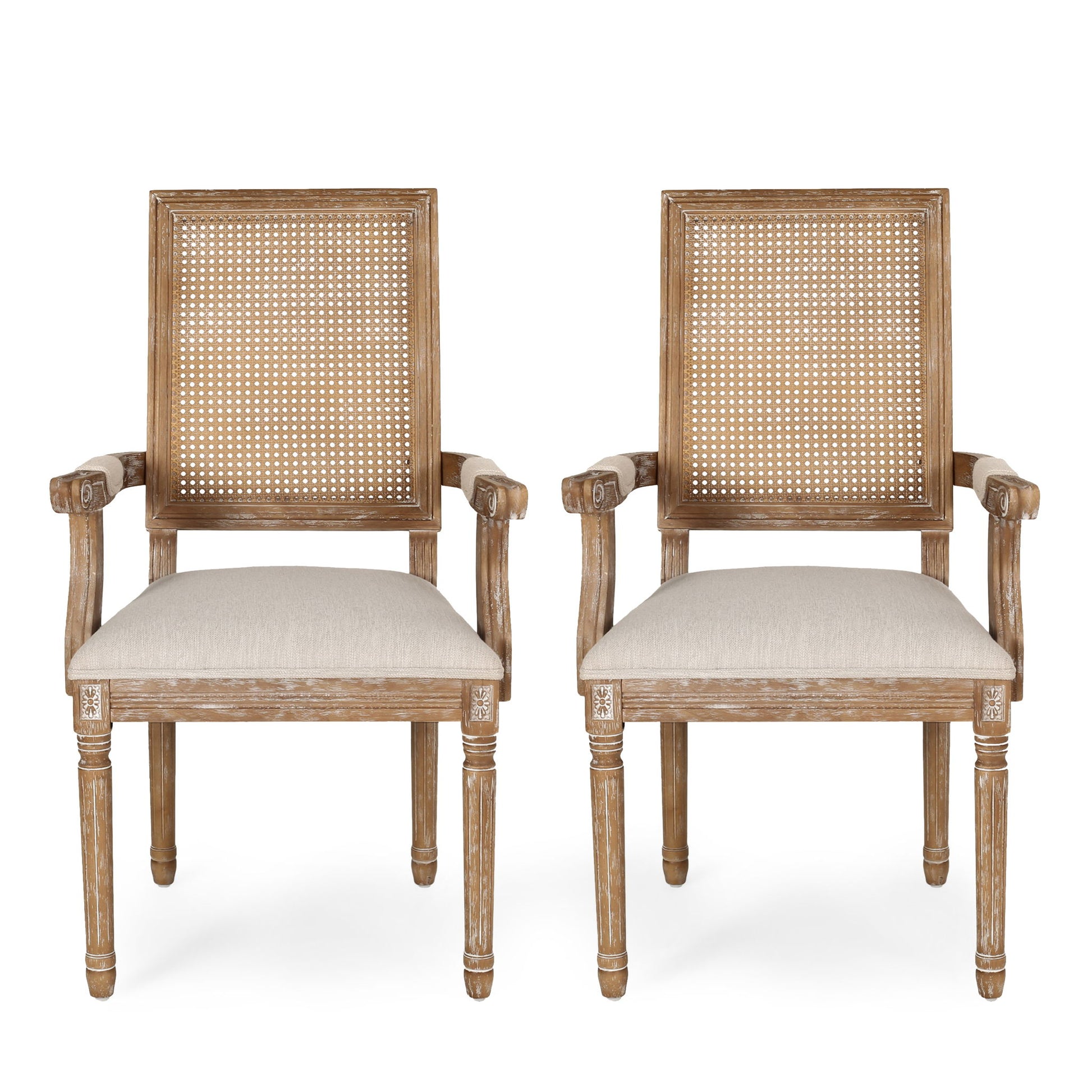 Upholstered Dining Chair With Cane Backrest