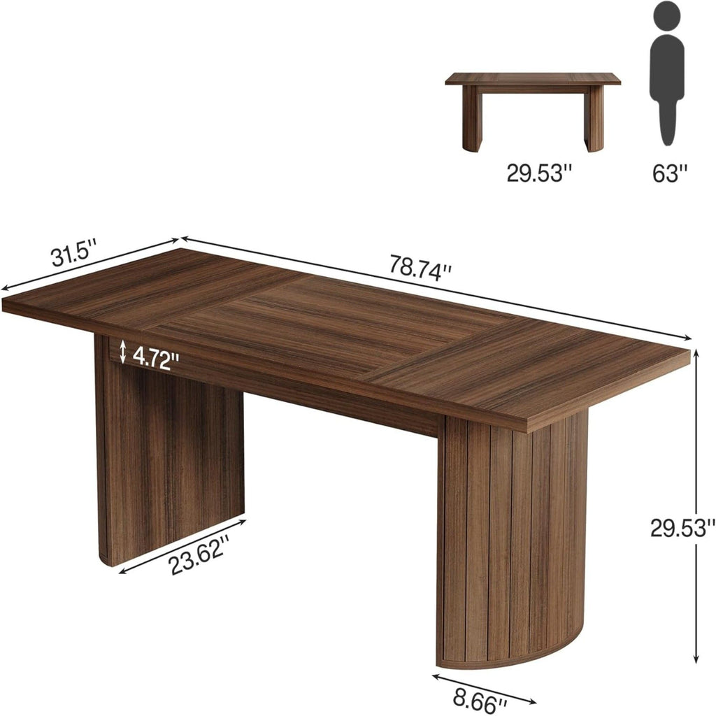 Extra Long Dining Table With Dual Base - Walnut