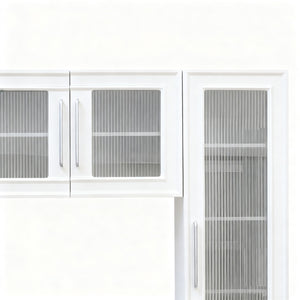 Wall Unit Entertainment Center With Glass Doors For TVs Up To 75" With Drawers For Living Room - White