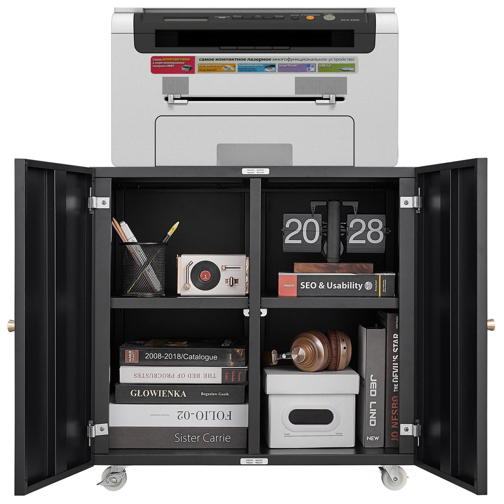 Office Furniture Copier Cabinet 2 Door Steel Copier Stand Mobile Pedestal File Printer Stand