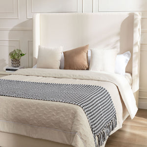 Harper - California King Size Tall Headboard Upholstered Bed - Ivory