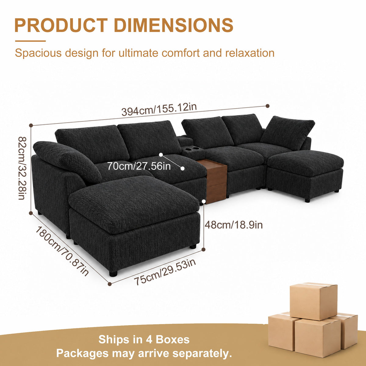 Modular Cloud Couch With Storage Console