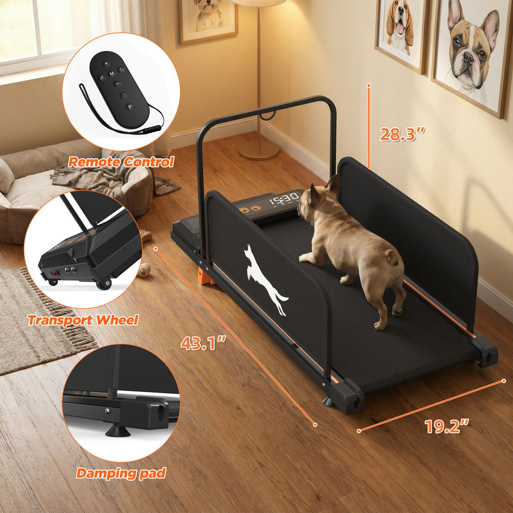 Small Dog Treadmill, Low Noise Pet Exercise Machine For Indoor Puppy Training, Portable Running Wheel - Black