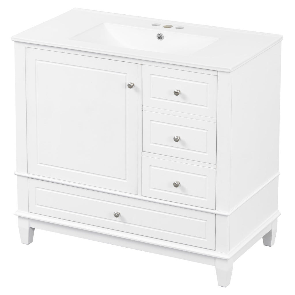 Modern Bathroom Vanity With Sink, 3 Drawers & Cabinet