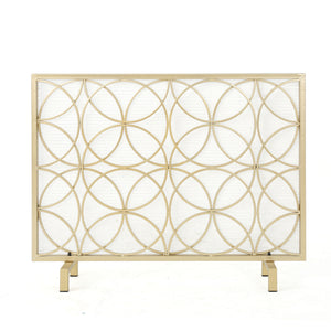 Thayer - Single Panel Iron Fireplace Screen With Geometric Design