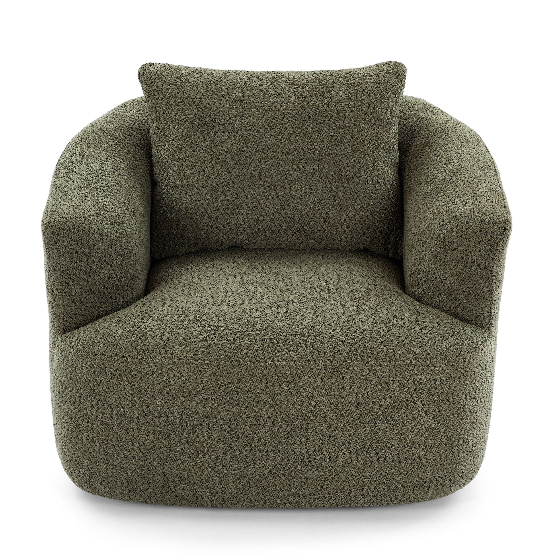 360° Swivel Barrel Sofa Chair With Throw Pillow, Chenille Upholstered Accent Chair