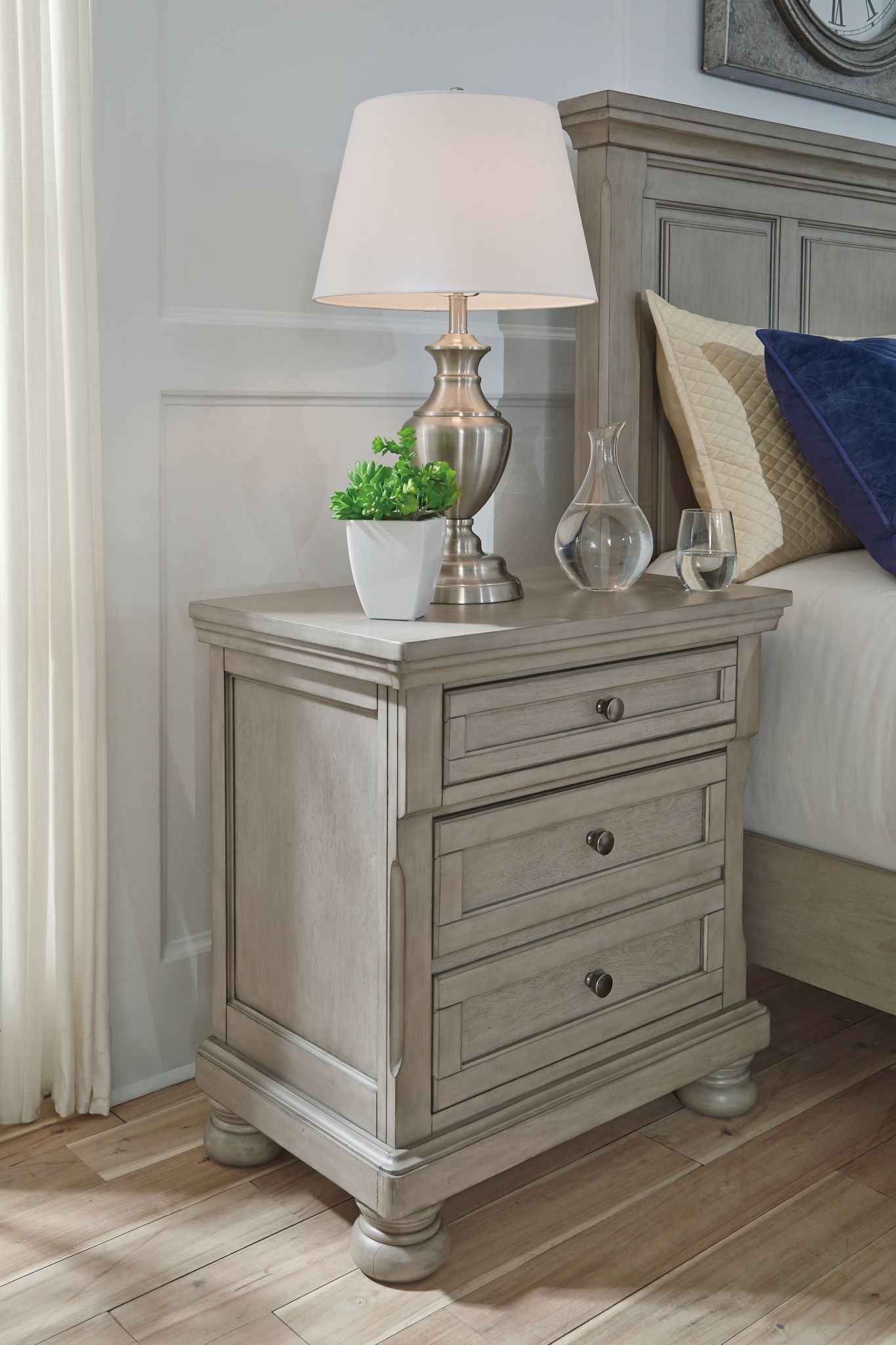 Lettner - Two Drawer Night Stand - Light Gray