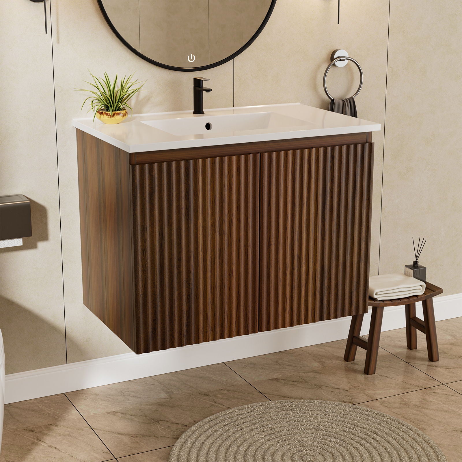 Folding Wall Cabinet With Creamic Sink