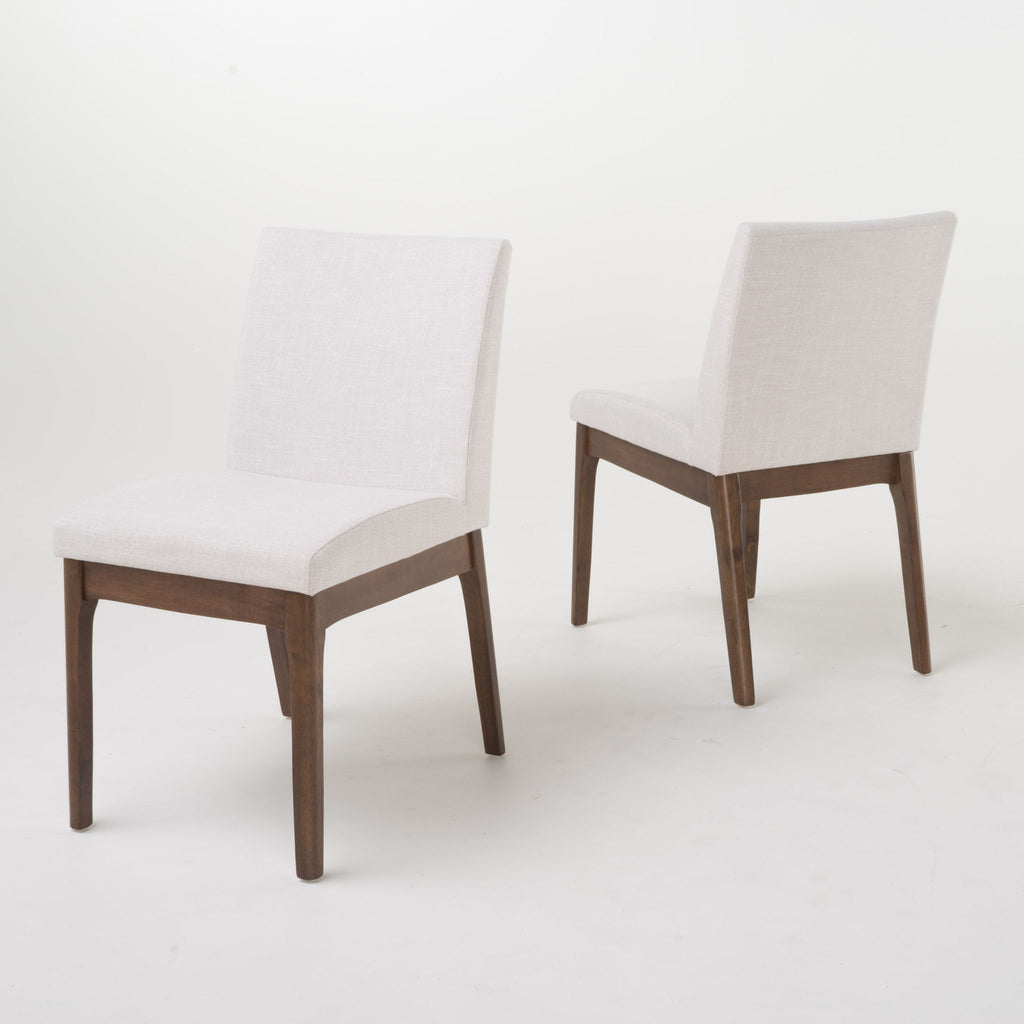 Dining Chairs With Upholstered Seat And Backrest (Set of 2) - Light Beige / Walnut