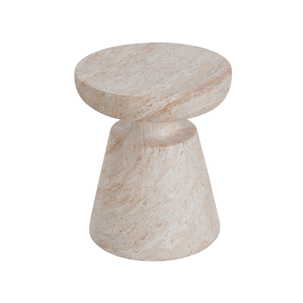 Outdoor / Indoor Lightweight Concrete Side Table, Travertine - Beige