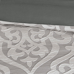Odette - King 8 Piece Comforter Set - Silver