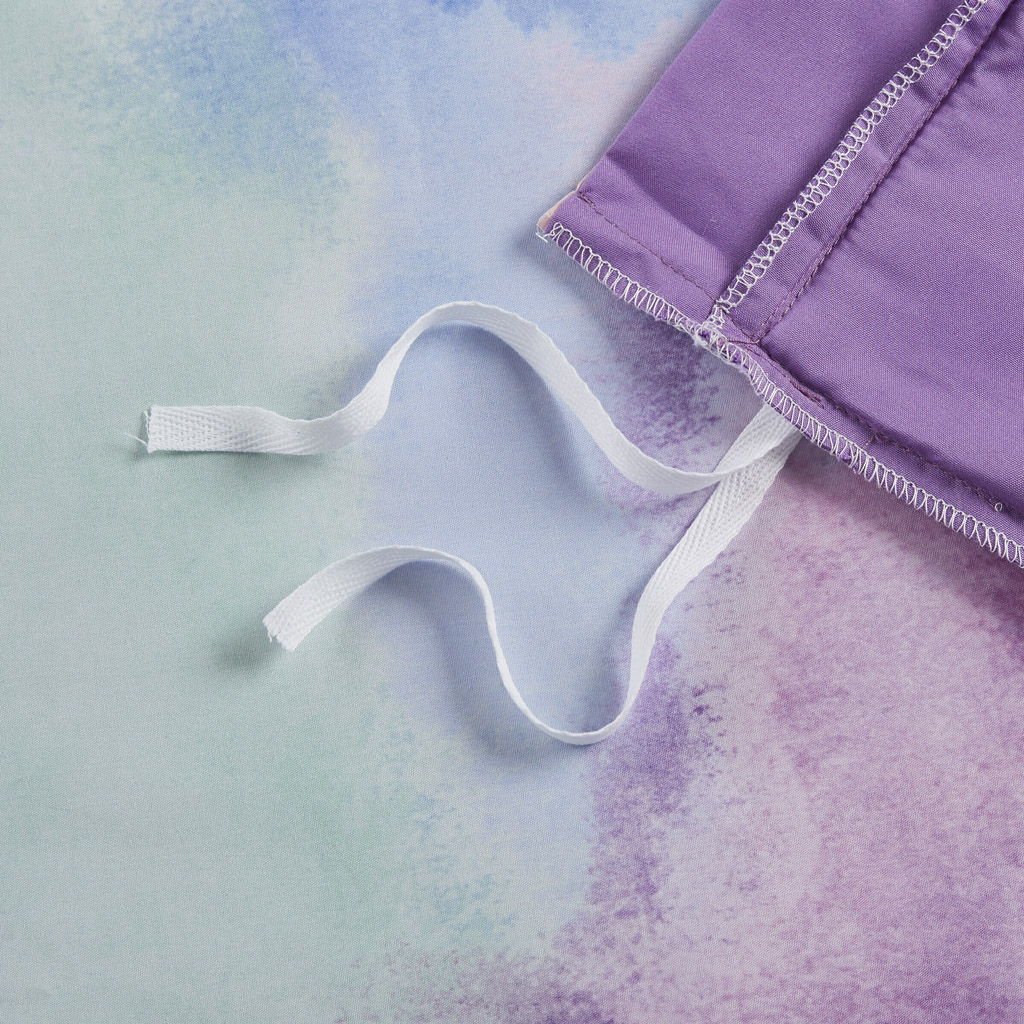 Cassiopeia - King Watercolor Tie Dye Printed Duvet Cover Set With Throw Pillow - Lavender