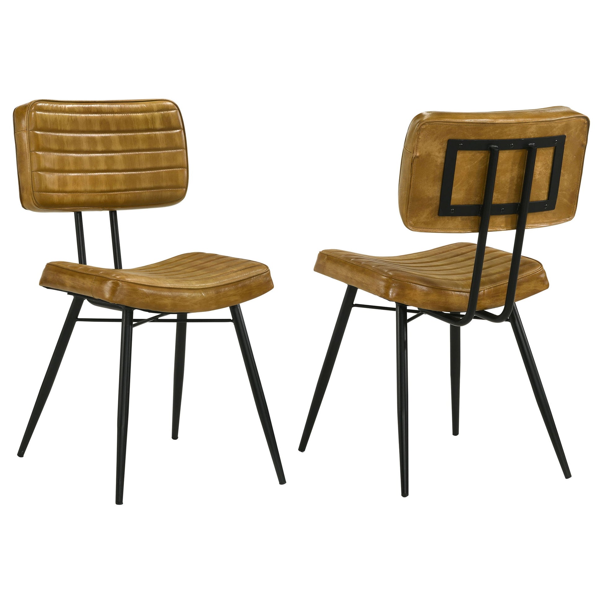 Tufted Side Chairs Upholstery And Tapered Legs (Set of 2) - Camel
