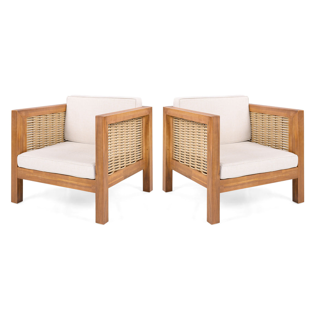 Outdoor Club Chair With Wicker Armrest