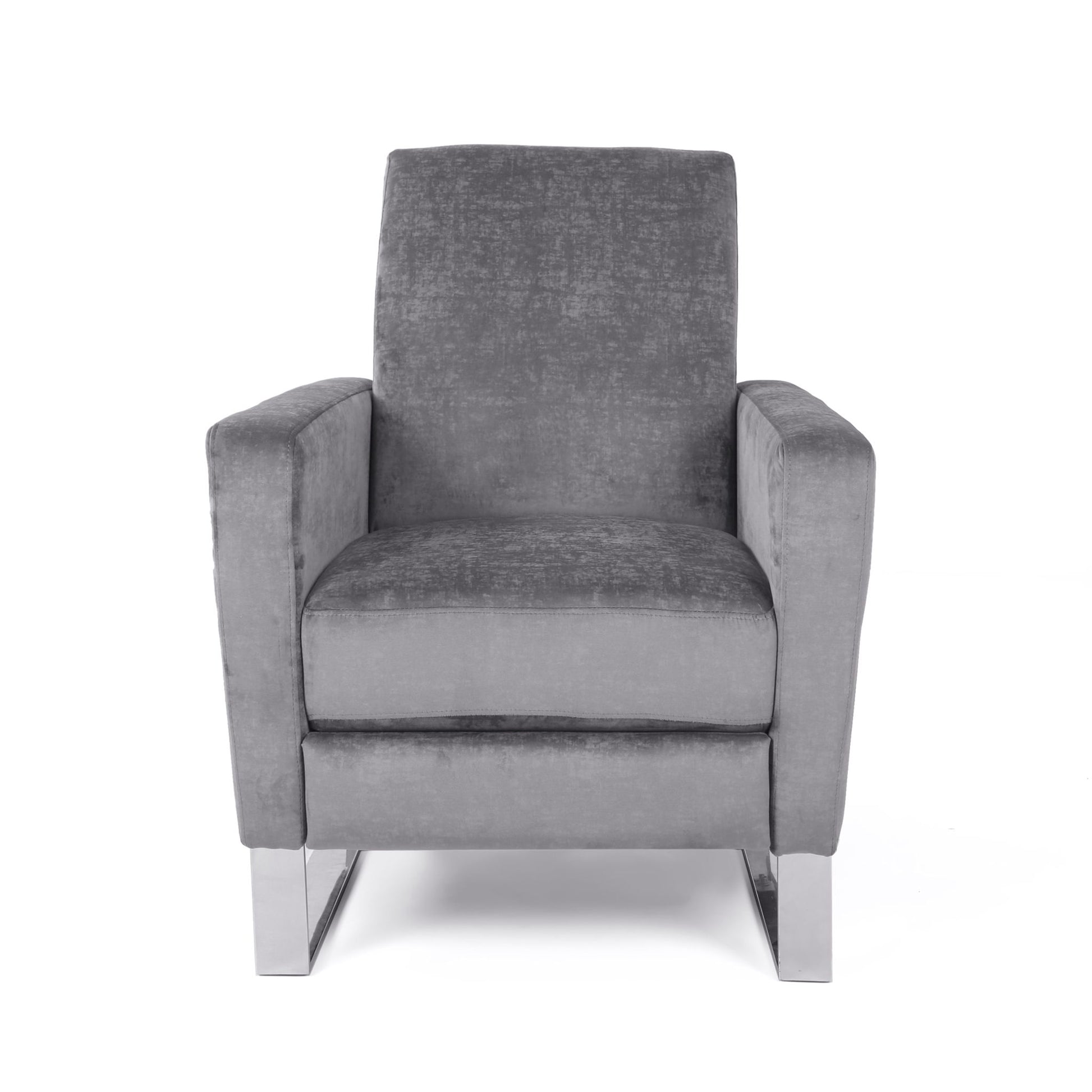Bolt - Upholstered Recliner Chair With Stainless Steel Base - Gray / Chrome