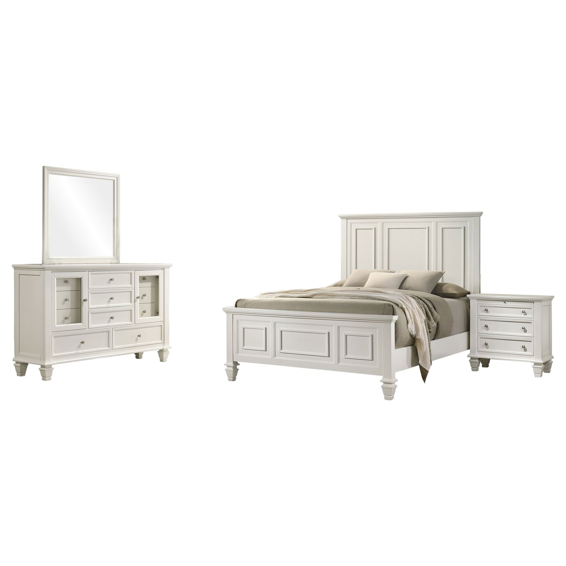 Dennis - 4 Piece Eastern King Bedroom Set - Cream White