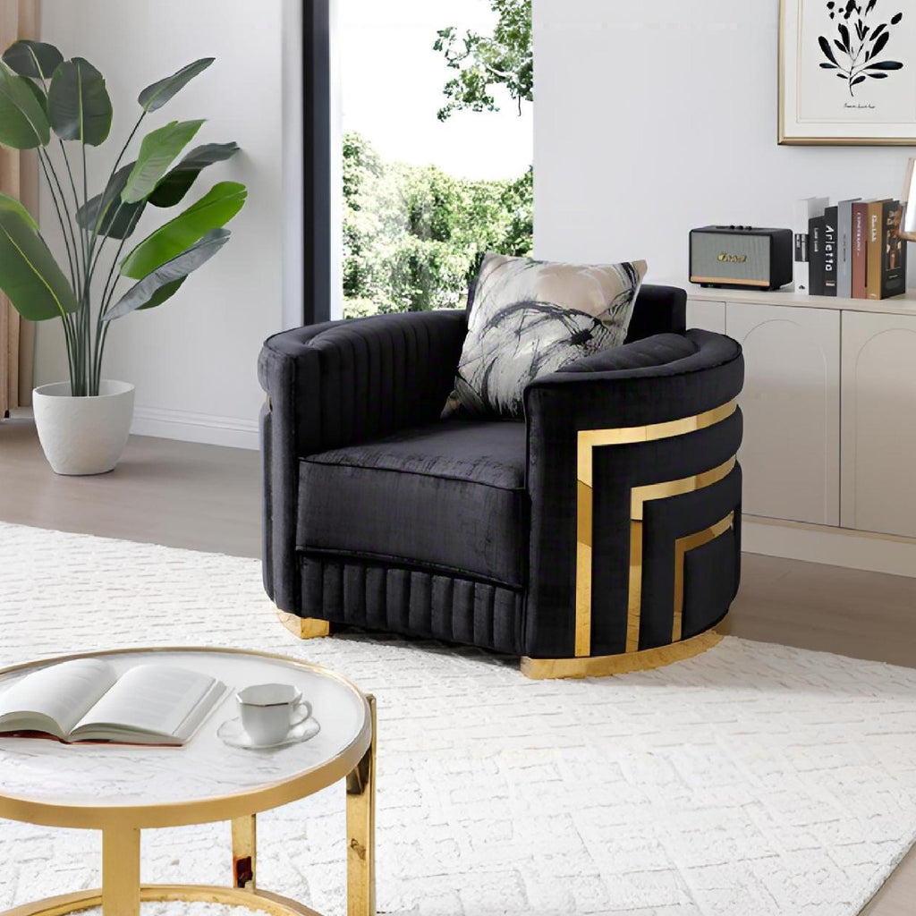 Soledad - Chair Upholstered With Hued Accents - Black