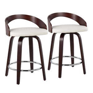 Grotto - Contemporary Fixed Height Counter Stool & Swivel With Round Footrest (Set of 2)