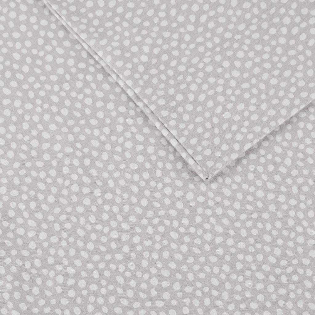 Cozy Flannel - Full Printed Sheet Set - Gray Dots