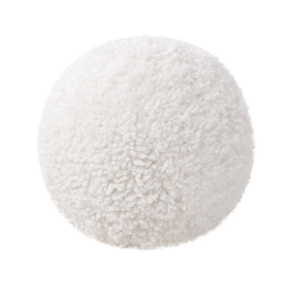 Ayla - Round Sphere Accent Ball Throw Pillow - Curly White