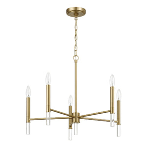 Courtyard - 5 Light Candle Chandelier - Clear / Gold
