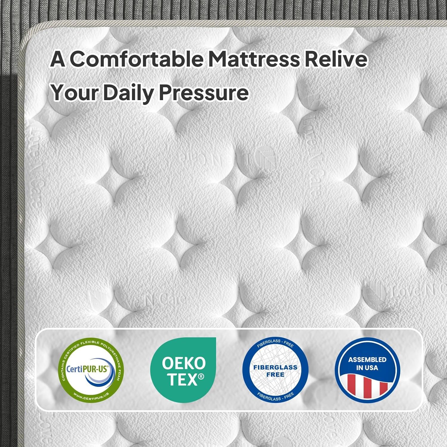 Snooze Mattress Company Harmony - 14" Euro Top Firm Hybrid Mattress With Independently Encased Coils & Gel Memory Foam