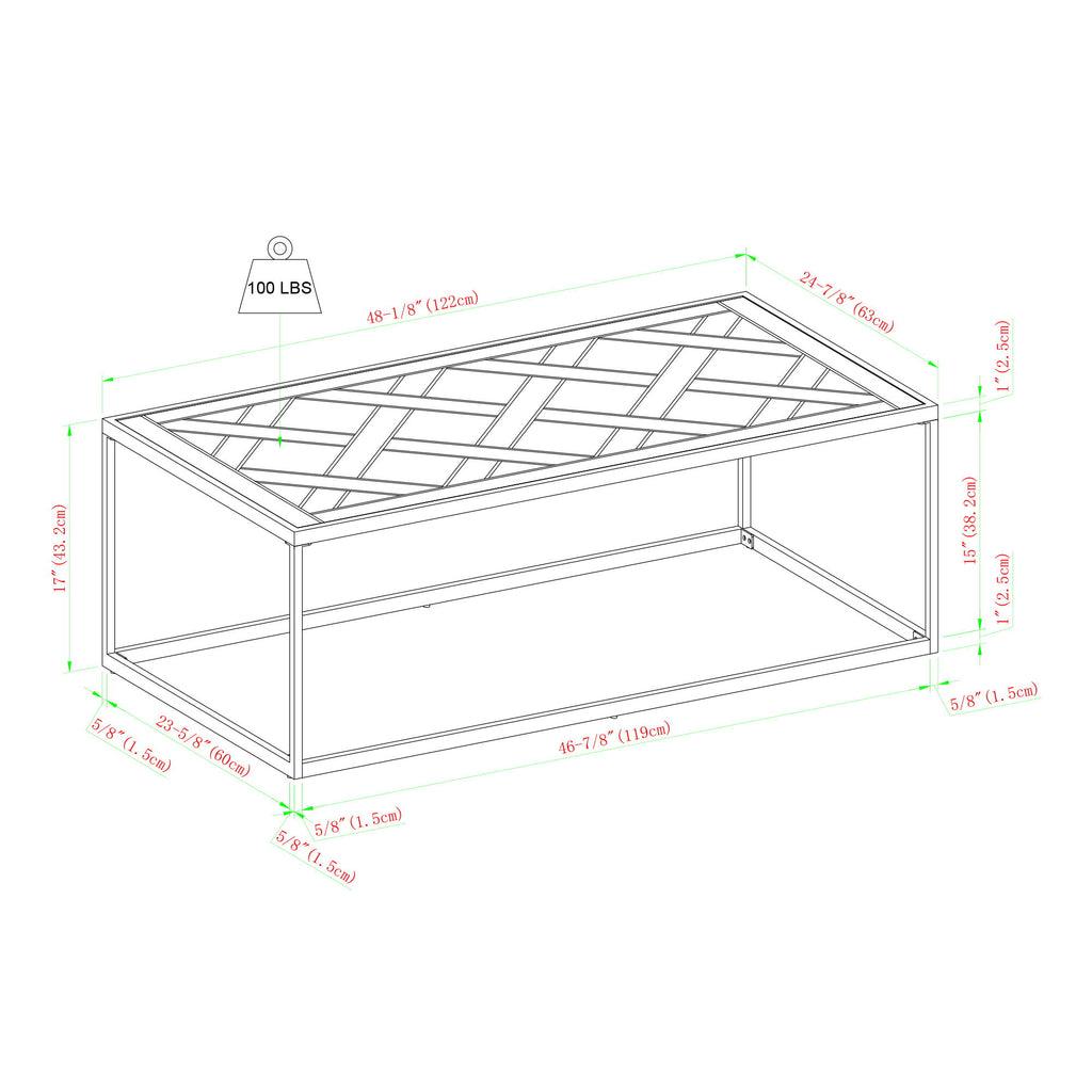 Decorative Parquet Top Rectangle Coffee Table - Parquet Veneer