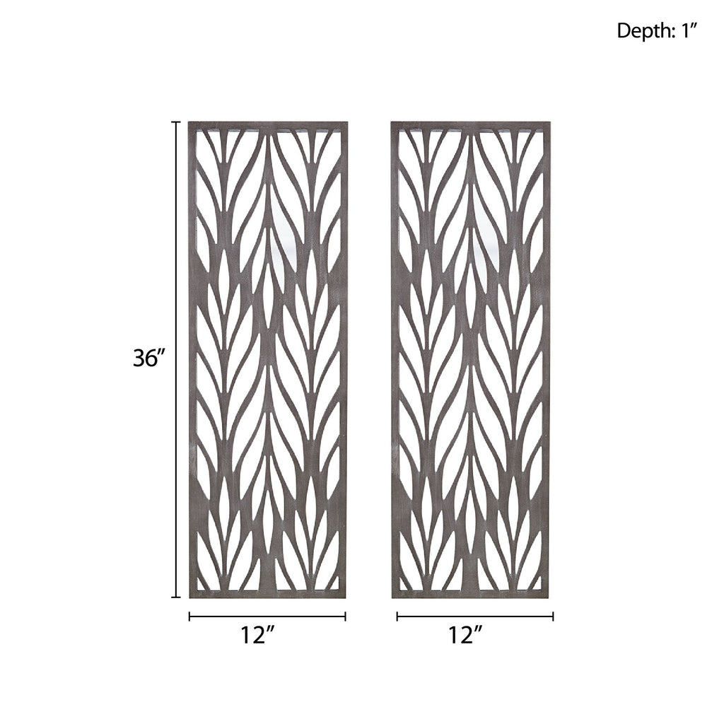 Florian - Carved Wall Panel Decor (Set of 2) - Reclaimed Gray