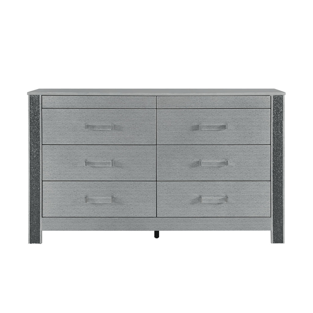 Lorenzo - Dresser With Hidden Jewelry Compartment And Bar Handles In - Silver